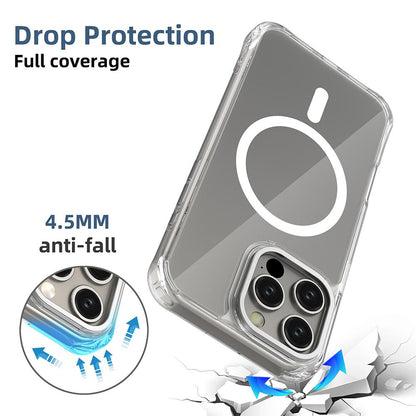 For iPhone 16 Pro Max Shockproof Magnetic PC Hybrid TPU Phone Case - Transparent Pink - EDA009793505C