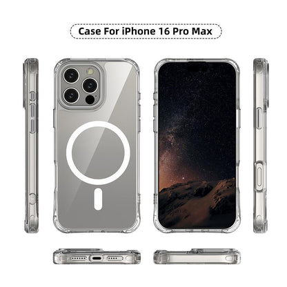 For iPhone 16 Pro Max Shockproof Magnetic PC Hybrid TPU Phone Case - Transparent Black - EDA009793505D