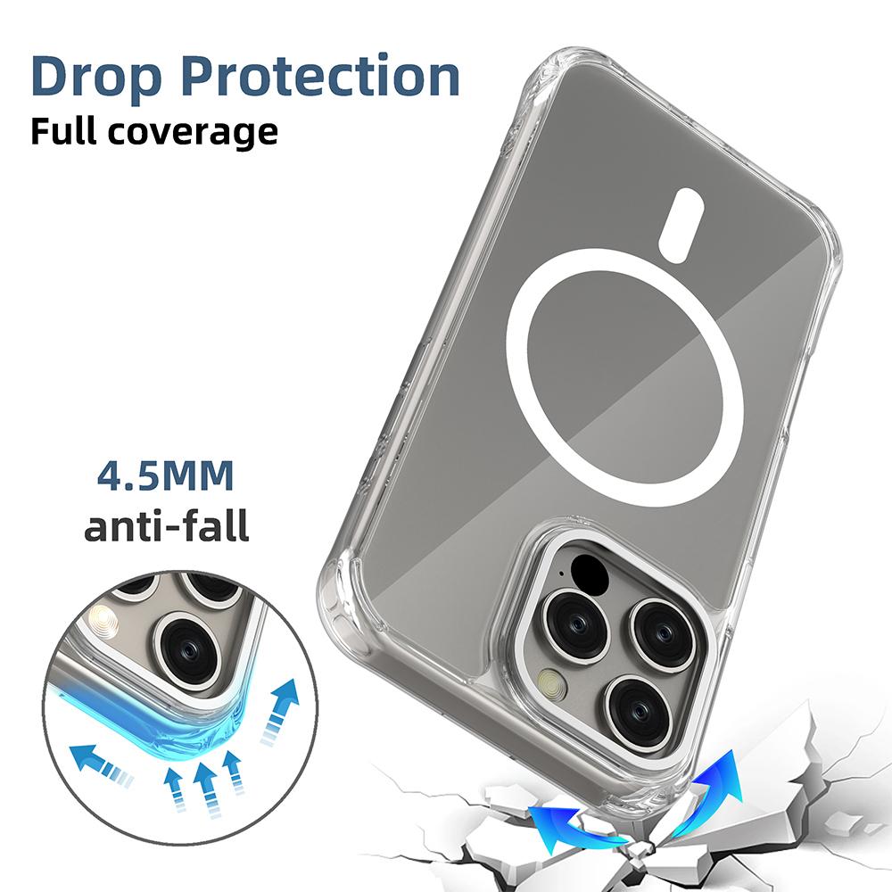 For iPhone 16 Pro Max Shockproof Magnetic PC Hybrid TPU Phone Case - Transparent Black - EDA009793505D