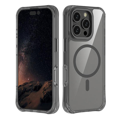 For iPhone 16 Pro Shockproof Magnetic PC Hybrid TPU Phone Case - Transparent Black - EDA009793506D