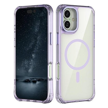 For iPhone 16 Plus Shockproof Magnetic PC Hybrid TPU Phone Case - Transparent Purple - EDA009793507B