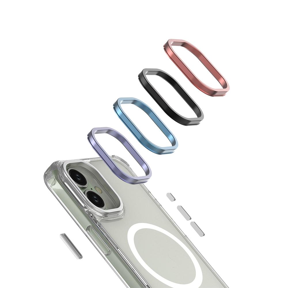 For iPhone 16 Plus Shockproof Magnetic PC Hybrid TPU Phone Case - Transparent Black - EDA009793507D