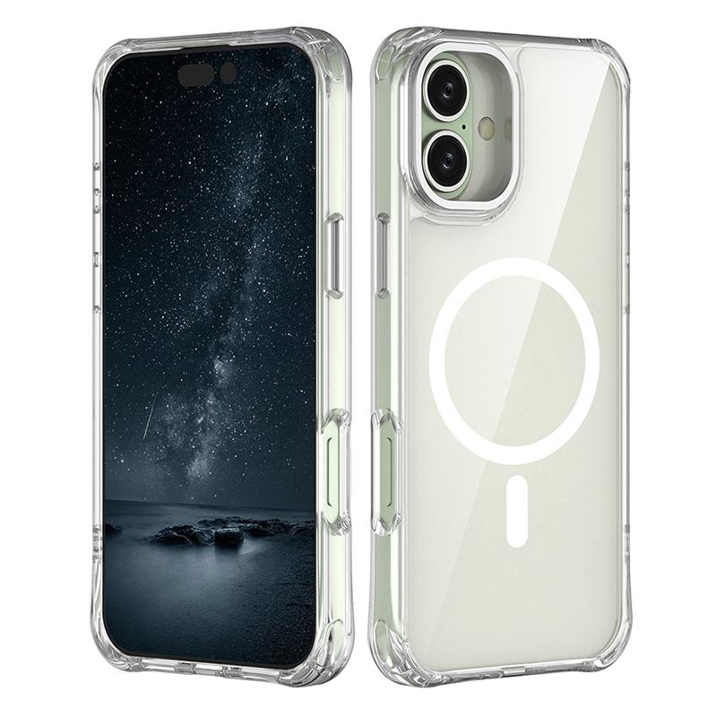 For iPhone 16 Plus Shockproof Magnetic PC Hybrid TPU Phone Case - Transparent - EDA009793507E