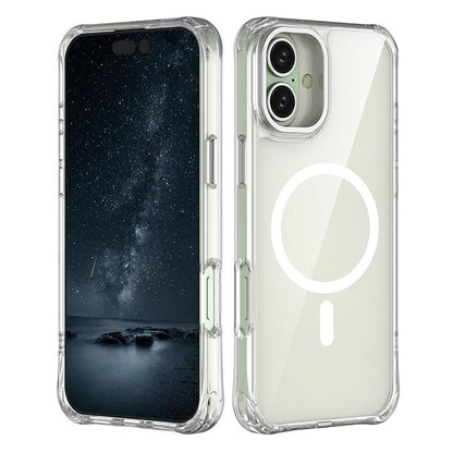 For iPhone 16 Plus Shockproof Magnetic PC Hybrid TPU Phone Case - Transparent - EDA009793507E