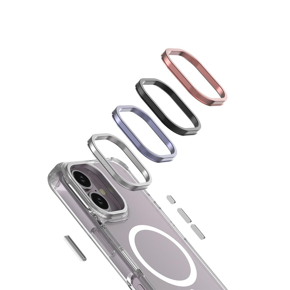 For iPhone 16 Shockproof Magnetic PC Hybrid TPU Phone Case - Transparent Purple - EDA009793508B