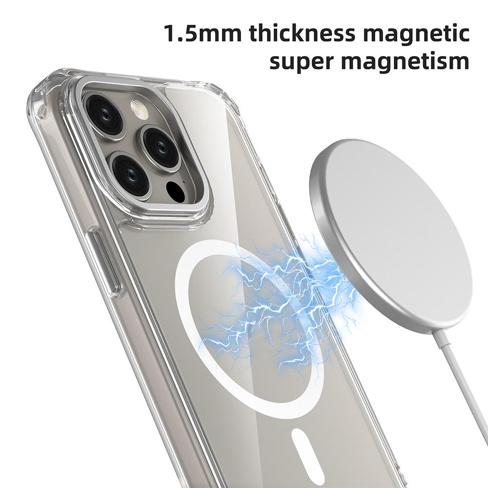 For iPhone 15 Pro Max Shockproof Magnetic PC Hybrid TPU Phone Case - Transparent Purple - EDA009793509B