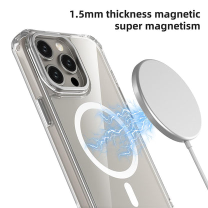 For iPhone 15 Pro Max Shockproof Magnetic PC Hybrid TPU Phone Case - Transparent Purple - EDA009793509B
