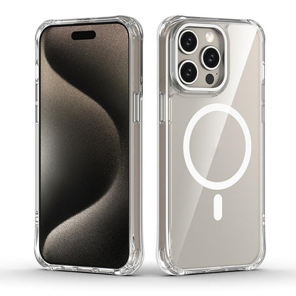 For iPhone 15 Pro Max Shockproof Magnetic PC Hybrid TPU Phone Case - Transparent - EDA009793509E