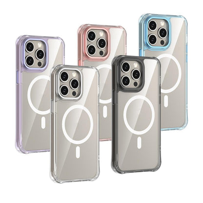 For iPhone 15 Pro Max Shockproof Magnetic PC Hybrid TPU Phone Case - Transparent - EDA009793509E