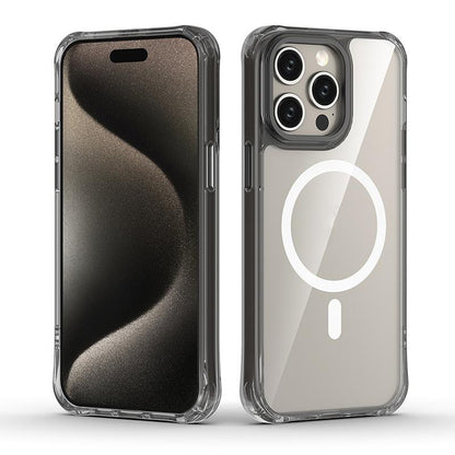For iPhone 15 Pro Shockproof Magnetic PC Hybrid TPU Phone Case - Transparent Black - EDA009793510D