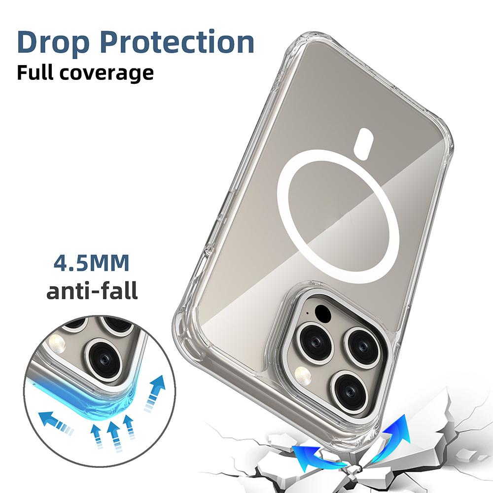 For iPhone 15 Pro Shockproof Magnetic PC Hybrid TPU Phone Case - Transparent Black - EDA009793510D