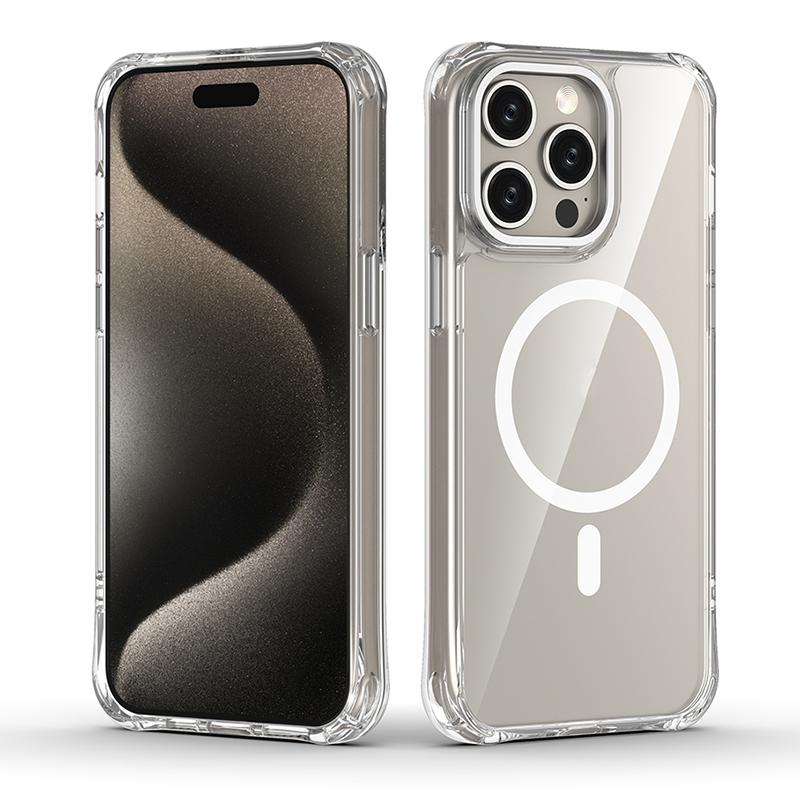 For iPhone 15 Pro Shockproof Magnetic PC Hybrid TPU Phone Case - Transparent - EDA009793510E