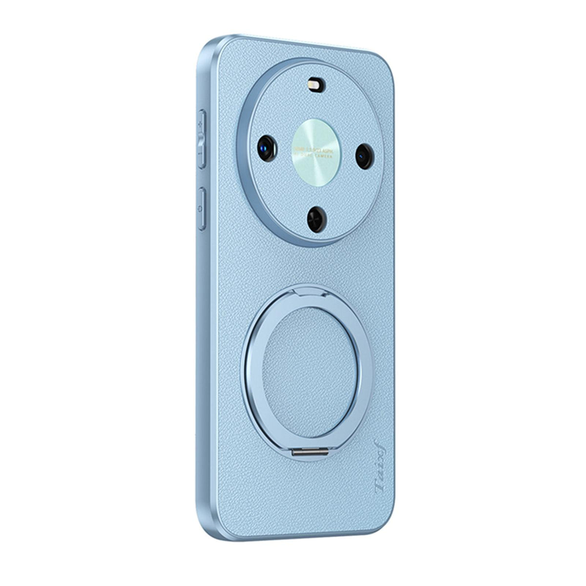 For Huawei Enjoy 70X Goatskin Vegan Leather Magnetic Phone Case With 360 Degree Rotating Holder - Blue - EDA009794204C