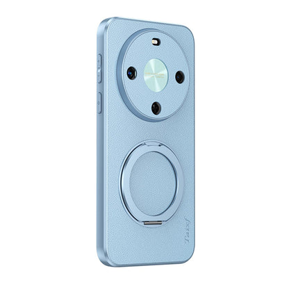 For Huawei Enjoy 70X Goatskin Vegan Leather Magnetic Phone Case With 360 Degree Rotating Holder - Blue - EDA009794204C