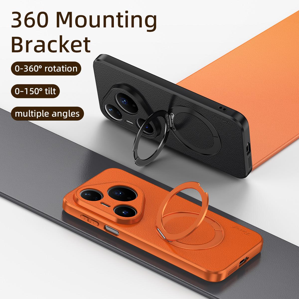 For Huawei Pura 80 Pro 5G Goatskin Vegan Leather Magnetic Phone Case With 360 Degree Rotating Holder - Blue - EDA009794205C