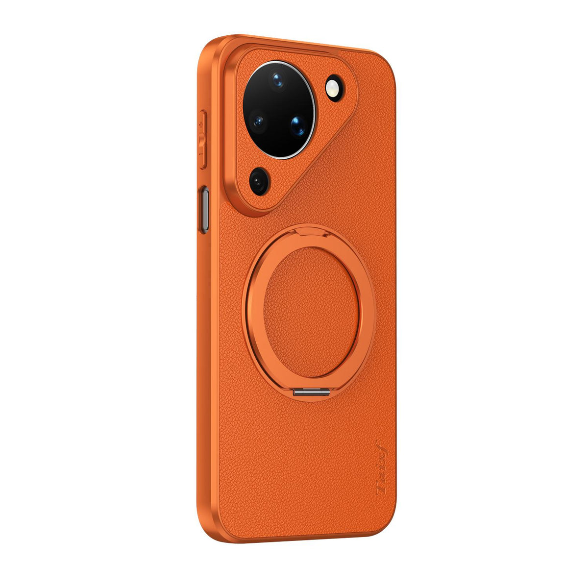 For Huawei Pura 90 5G Goatskin Vegan Leather Magnetic Phone Case With 360 Degree Rotating Holder - Orange - EDA009794209A