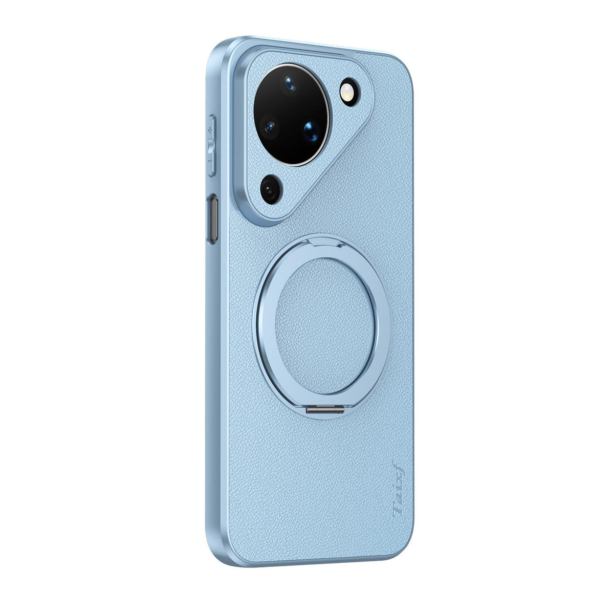 For Huawei Pura 90 5G Goatskin Vegan Leather Magnetic Phone Case With 360 Degree Rotating Holder - Blue - EDA009794209C
