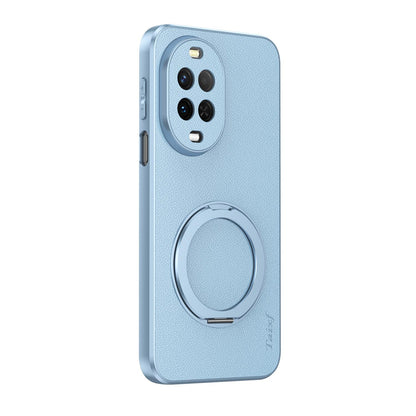 For Huawei Nova 15 Goatskin Vegan Leather Magnetic Phone Case With 360 Degree Rotating Holder - Blue - EDA009794211C