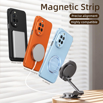 For Huawei Nova 15 Goatskin Vegan Leather Magnetic Phone Case With 360 Degree Rotating Holder - Blue - EDA009794211C