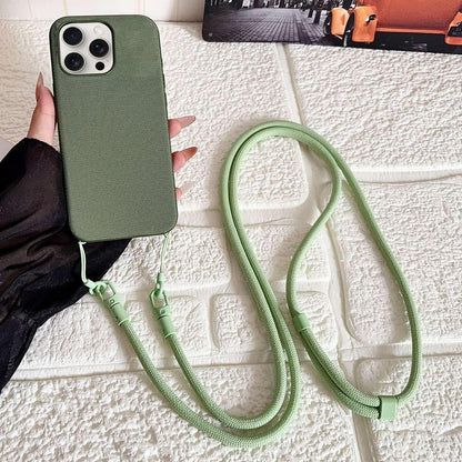 For iPhone 14 Pro Max Tech Fabric Texture Magnetic Phone Case with Crossbody Strap - Green - EDA009794308A