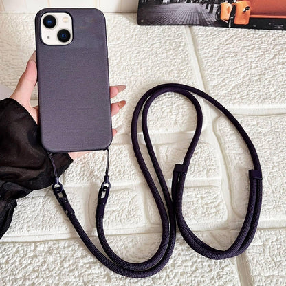 For iPhone 13 Tech Fabric Texture Magnetic Phone Case with Crossbody Strap - Purple - EDA009794311B