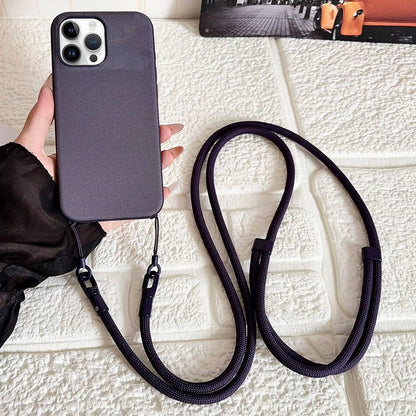 For iPhone 12 Pro Max Tech Fabric Texture Magnetic Phone Case with Crossbody Strap - Purple - EDA009794313B
