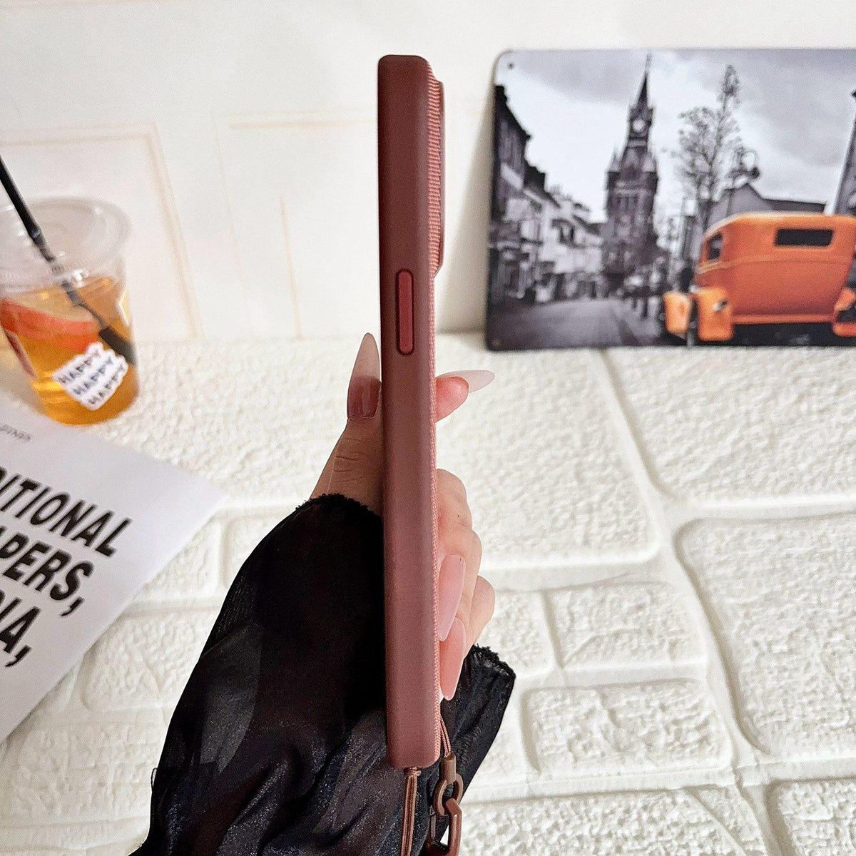 For iPhone 15 Pro Max Tech Fabric Texture Magnetic Phone Case with Crossbody Strap - Green - EDA009794301A