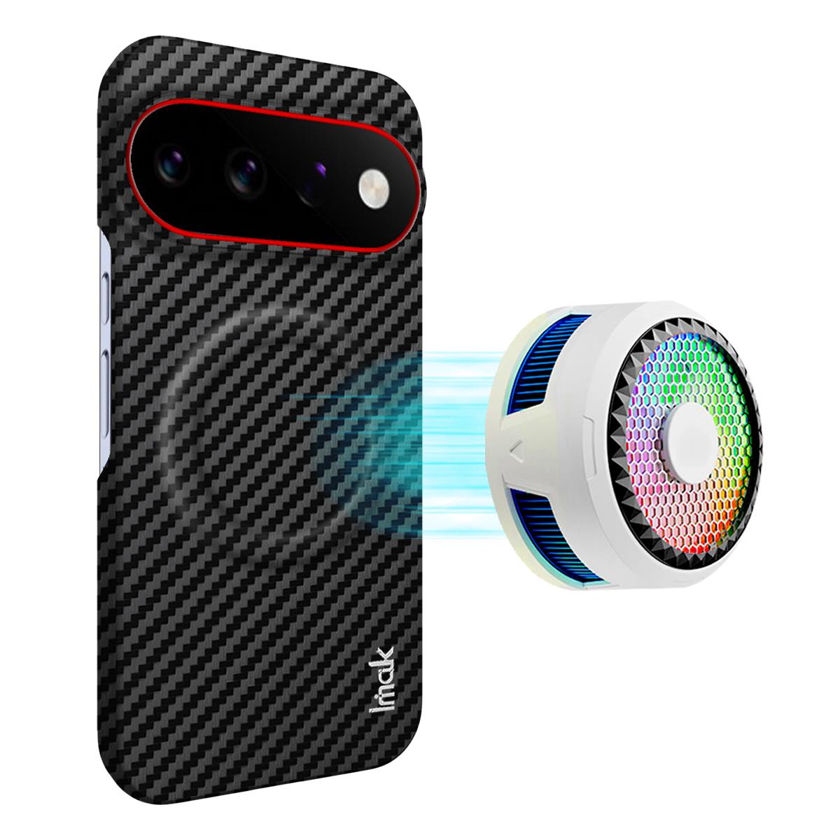 For Google Pixel 11 Pro XL imak Ruiyi Series Red Ring Carbon Fiber Texture Magnetic Phone Case - Black - EDA009795101A