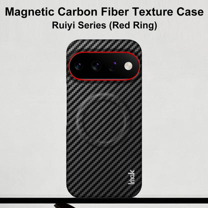 For Google Pixel 11 Pro XL imak Ruiyi Series Red Ring Carbon Fiber Texture Magnetic Phone Case - Black - EDA009795101A