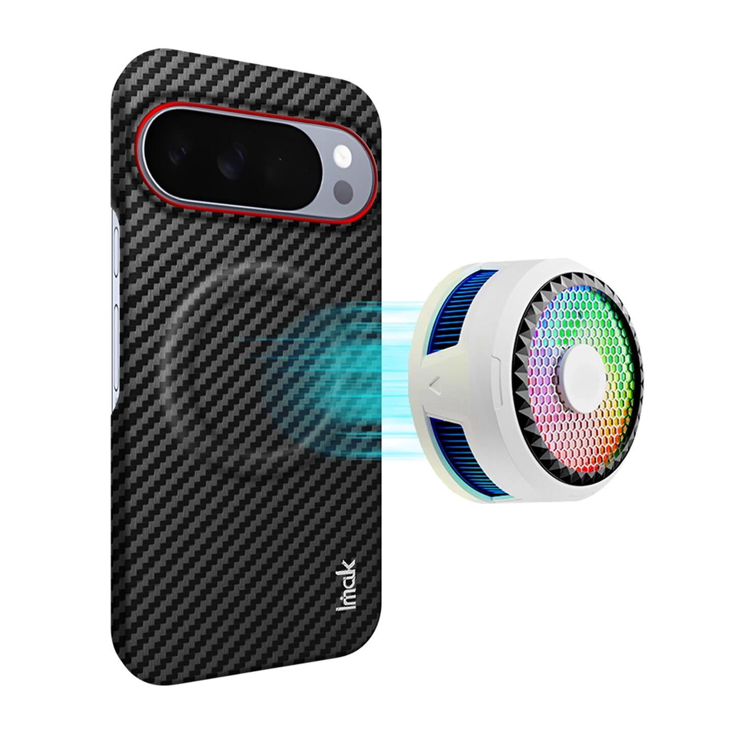 For Google Pixel 10 / Pixel 10 Pro imak Ruiyi Series Red Ring Carbon Fiber Texture Magnetic Phone Case(Black)