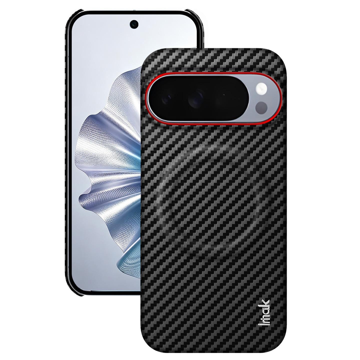 For Google Pixel 10 / Pixel 10 Pro imak Ruiyi Series Red Ring Carbon Fiber Texture Magnetic Phone Case(Black)