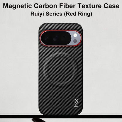 For Google Pixel 10 / Pixel 10 Pro imak Ruiyi Series Red Ring Carbon Fiber Texture Magnetic Phone Case(Black)
