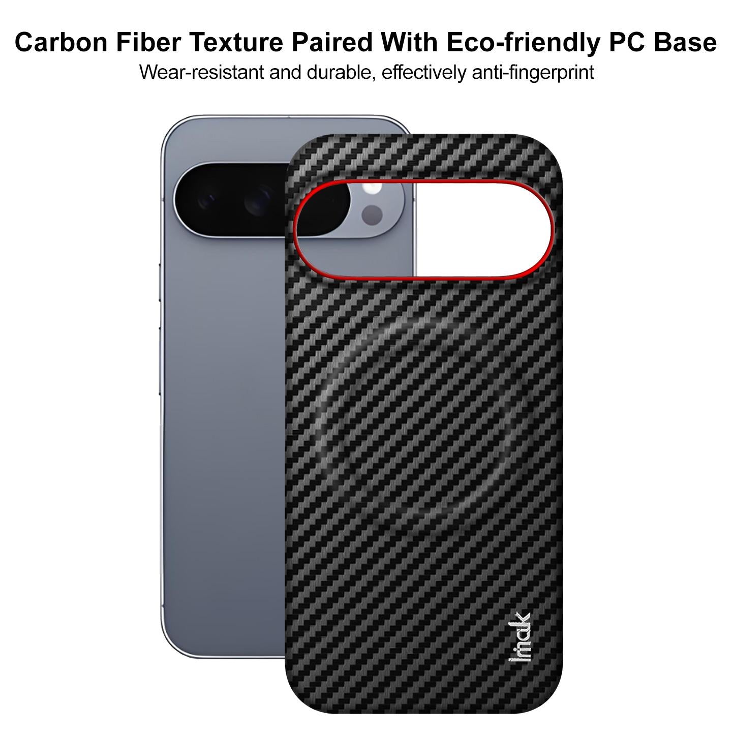 For Google Pixel 10 / Pixel 10 Pro imak Ruiyi Series Red Ring Carbon Fiber Texture Magnetic Phone Case(Black)