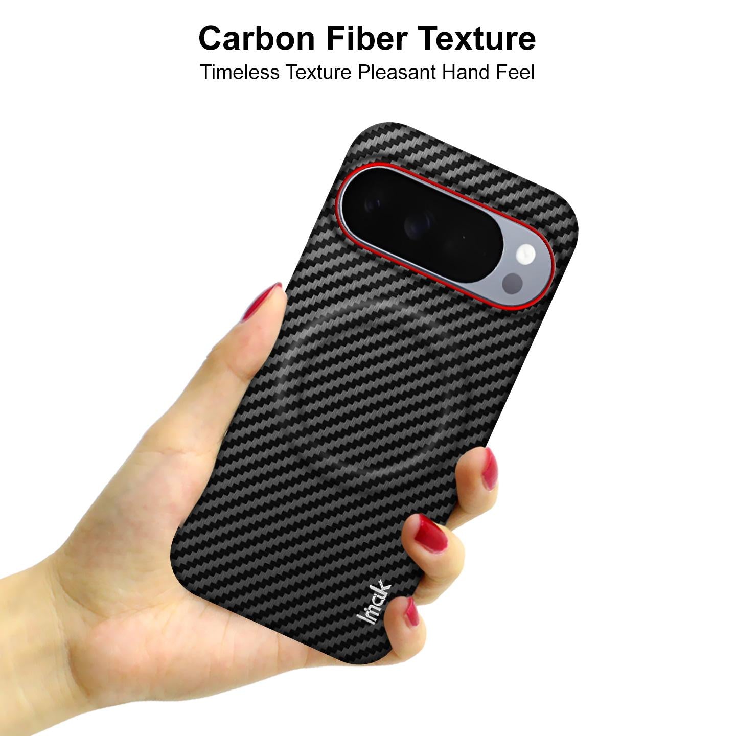 For Google Pixel 10 / Pixel 10 Pro imak Ruiyi Series Red Ring Carbon Fiber Texture Magnetic Phone Case(Black)