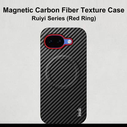 For Google Pixel 10a imak Ruiyi Series Red Ring Carbon Fiber Texture Magnetic Phone Case(Black)