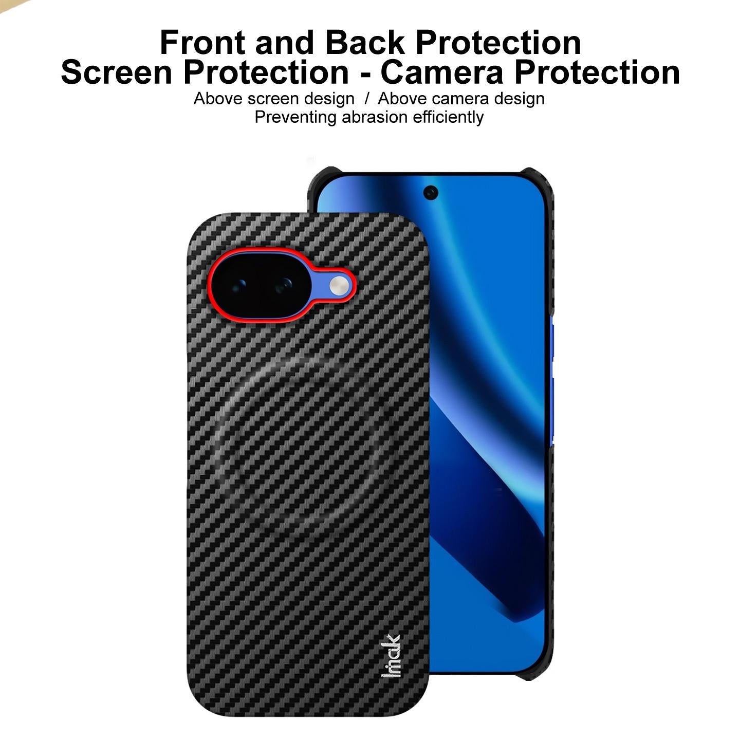 For Google Pixel 10a imak Ruiyi Series Red Ring Carbon Fiber Texture Magnetic Phone Case(Black)