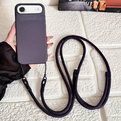 For iPhone Air Tech Fabric Texture Magnetic Phone Case with AI Button & Crossbody Strap - Purple - EDA009795802B