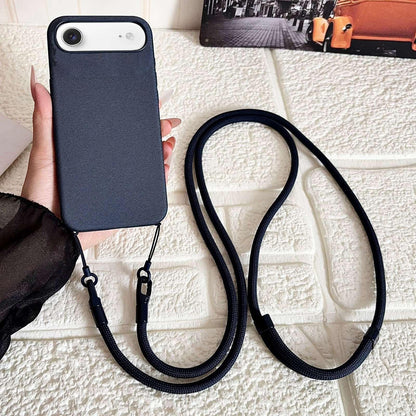 For iPhone Air Tech Fabric Texture Magnetic Phone Case with AI Button & Crossbody Strap - Blue - EDA009795802D
