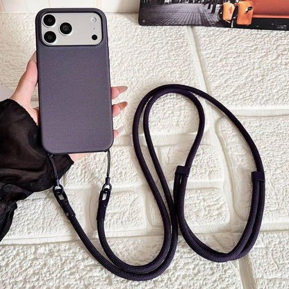 For iPhone 17 Pro Max Tech Fabric Texture Magnetic Phone Case with AI Button & Crossbody Strap - Purple - EDA009796101C
