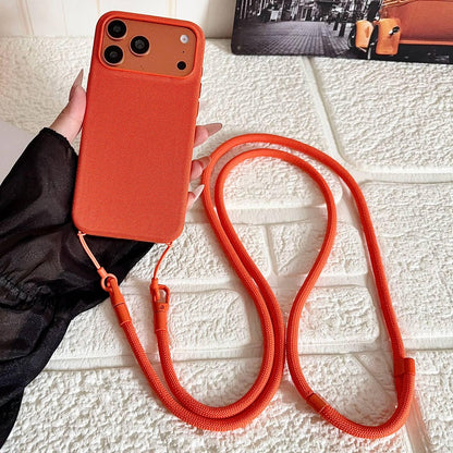 For iPhone 17 Pro Tech Fabric Texture Magnetic Phone Case with AI Button & Crossbody Strap - Orange - EDA009796102A