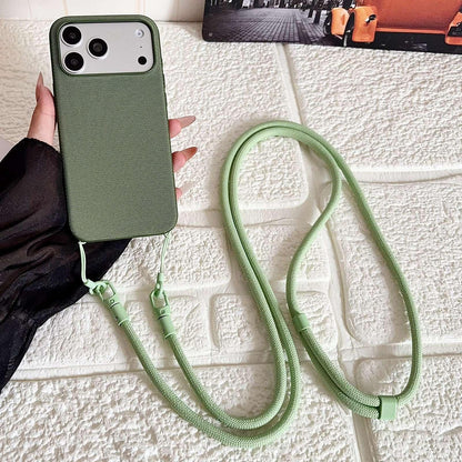 For iPhone 17 Pro Tech Fabric Texture Magnetic Phone Case with AI Button & Crossbody Strap - Green - EDA009796102B