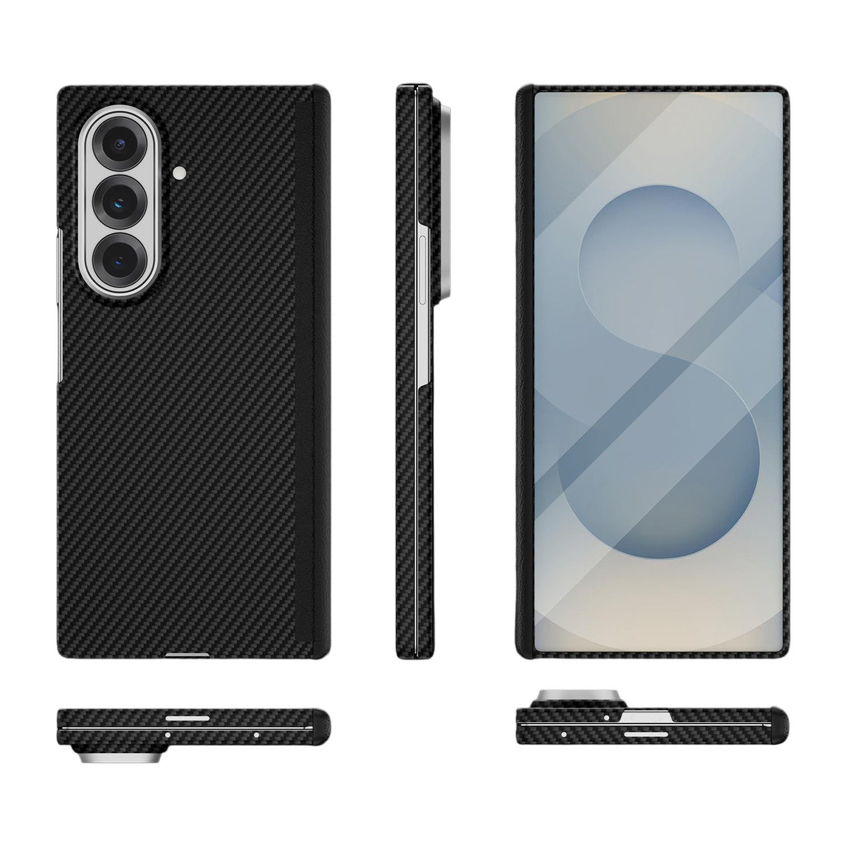 For Galaxy Z Fold8 Ultra 5G 600D Fine Texture Series Carbon Fiber Dual-Center Magnetic Phone Case - Black - EDA009796501A