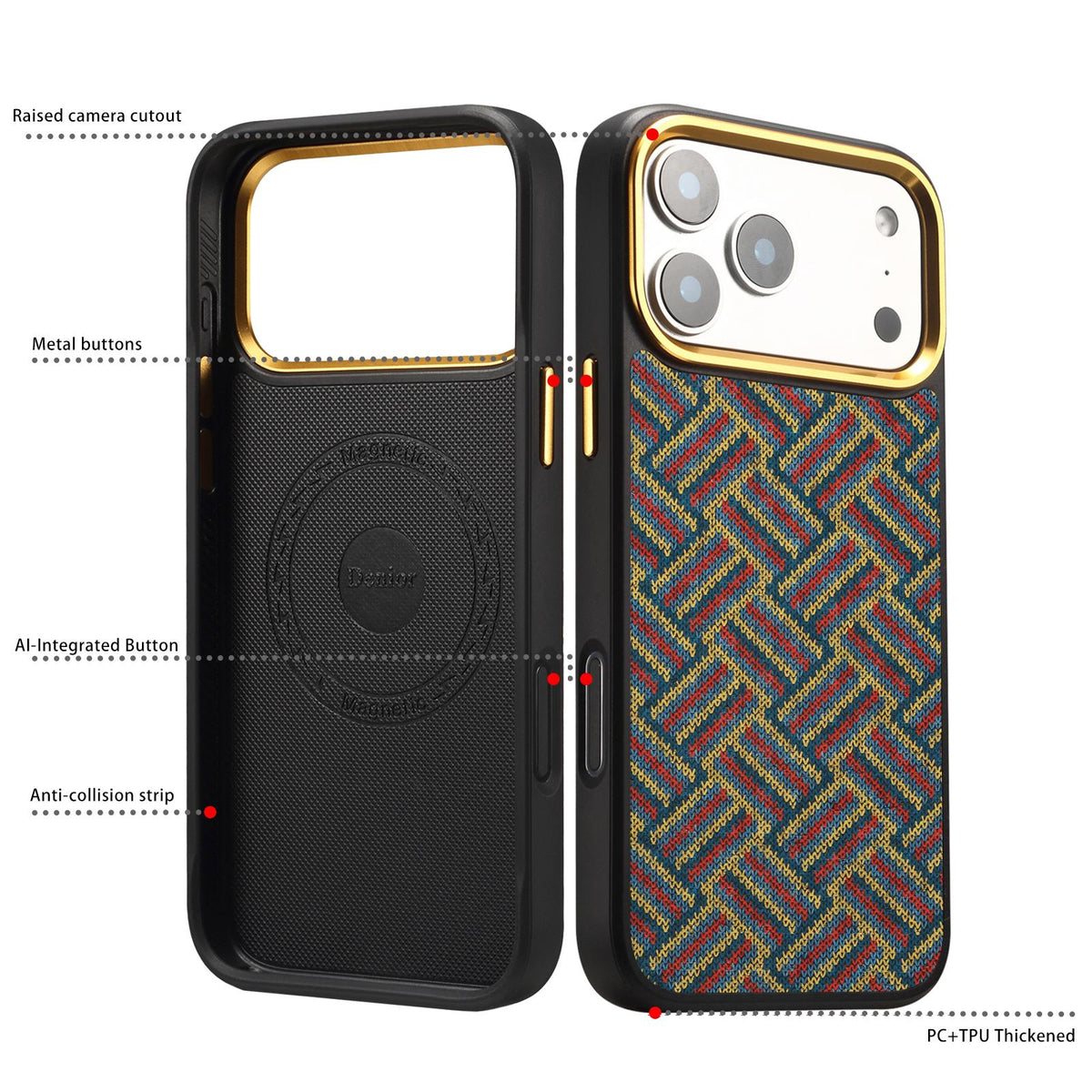 For iPhone 18 Pro Max / 17 Pro Max Denior A28+1 Ethnic Embroider Pattern Style Magnetic Phone Case - Red - EDA009797301A