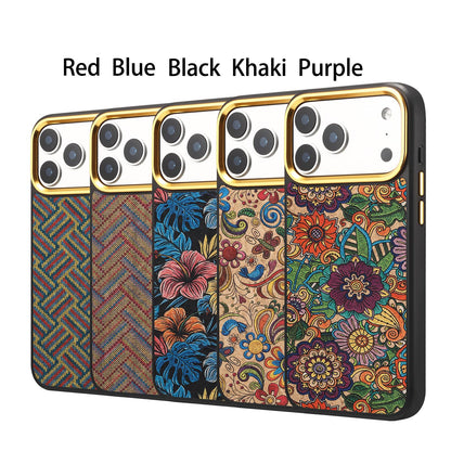 For iPhone 18 Pro Max / 17 Pro Max Denior A28+1 Ethnic Embroider Pattern Style Magnetic Phone Case - Red - EDA009797301A