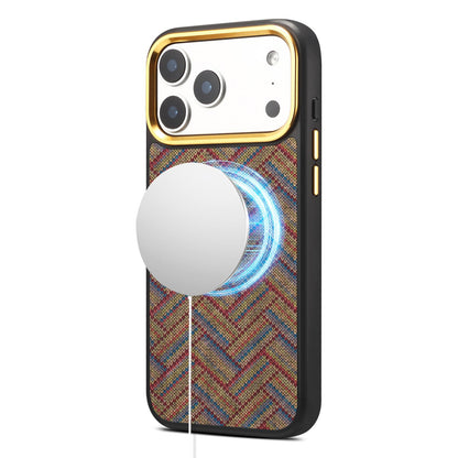 For iPhone 18 Pro Max / 17 Pro Max Denior A28+1 Ethnic Embroider Pattern Style Magnetic Phone Case - Blue - EDA009797301B