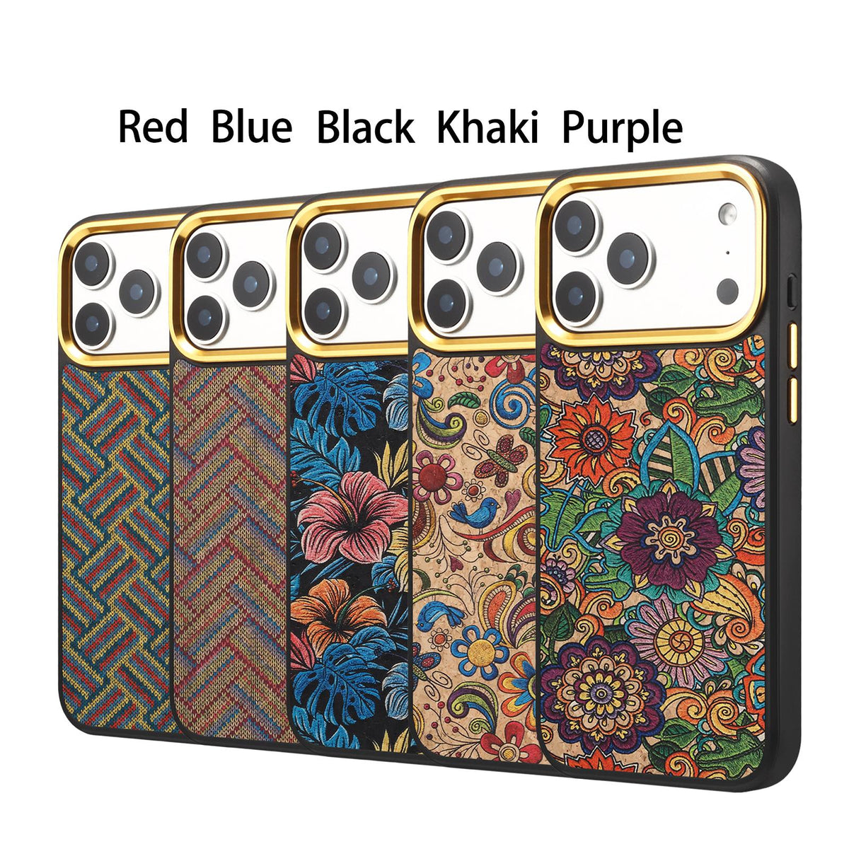 For iPhone 18 Pro Max / 17 Pro Max Denior A28+1 Ethnic Embroider Pattern Style Magnetic Phone Case - Blue - EDA009797301B