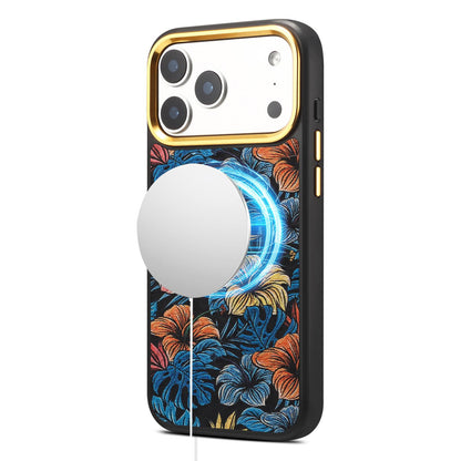 For iPhone 18 Pro Max / 17 Pro Max Denior A28+1 Ethnic Embroider Pattern Style Magnetic Phone Case - Black - EDA009797301C