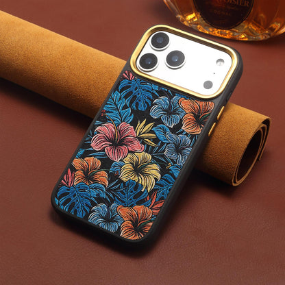 For iPhone 18 Pro Max / 17 Pro Max Denior A28+1 Ethnic Embroider Pattern Style Magnetic Phone Case - Black - EDA009797301C