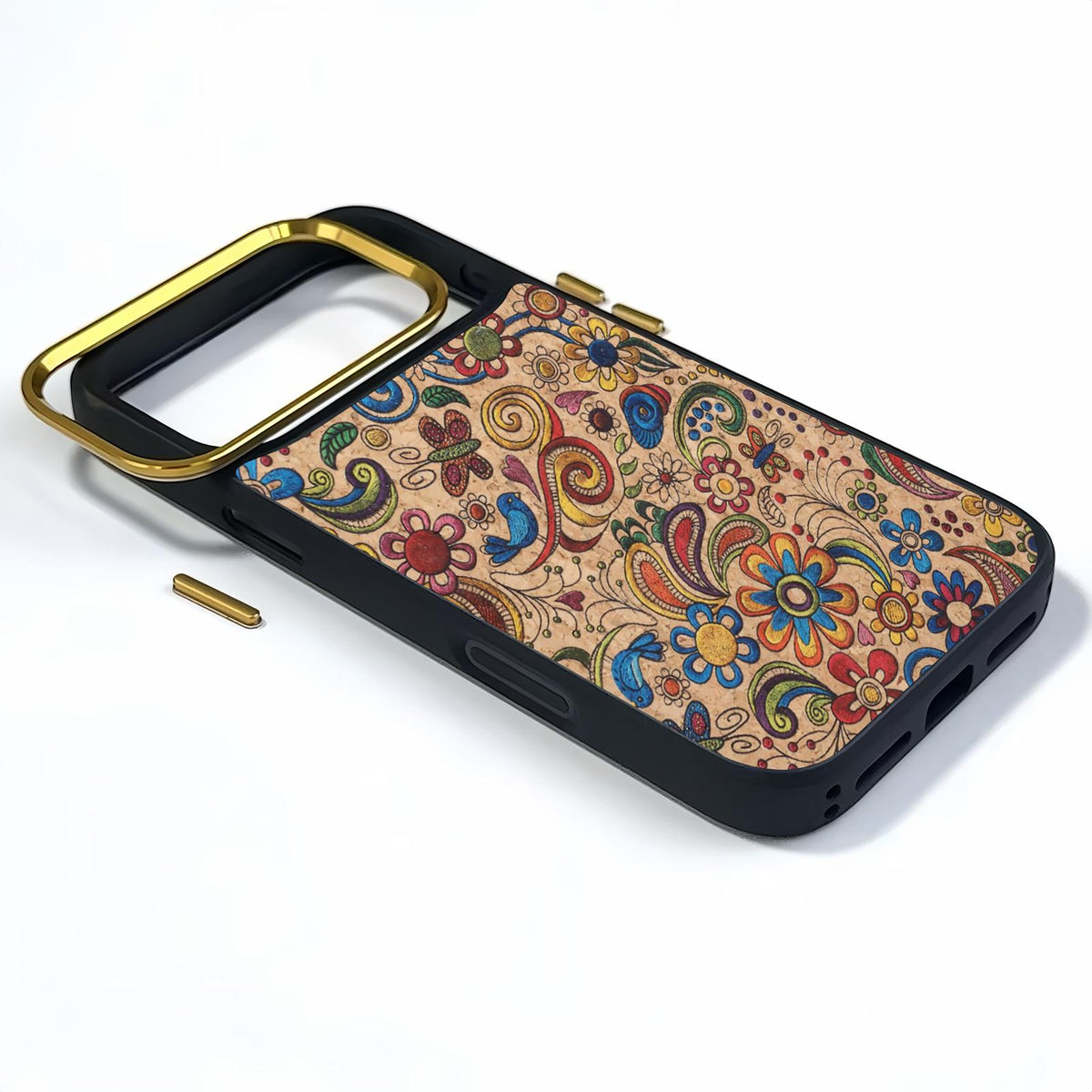 For iPhone 18 Pro Max / 17 Pro Max Denior A28+1 Ethnic Embroider Pattern Style Magnetic Phone Case - Khaki - EDA009797301D