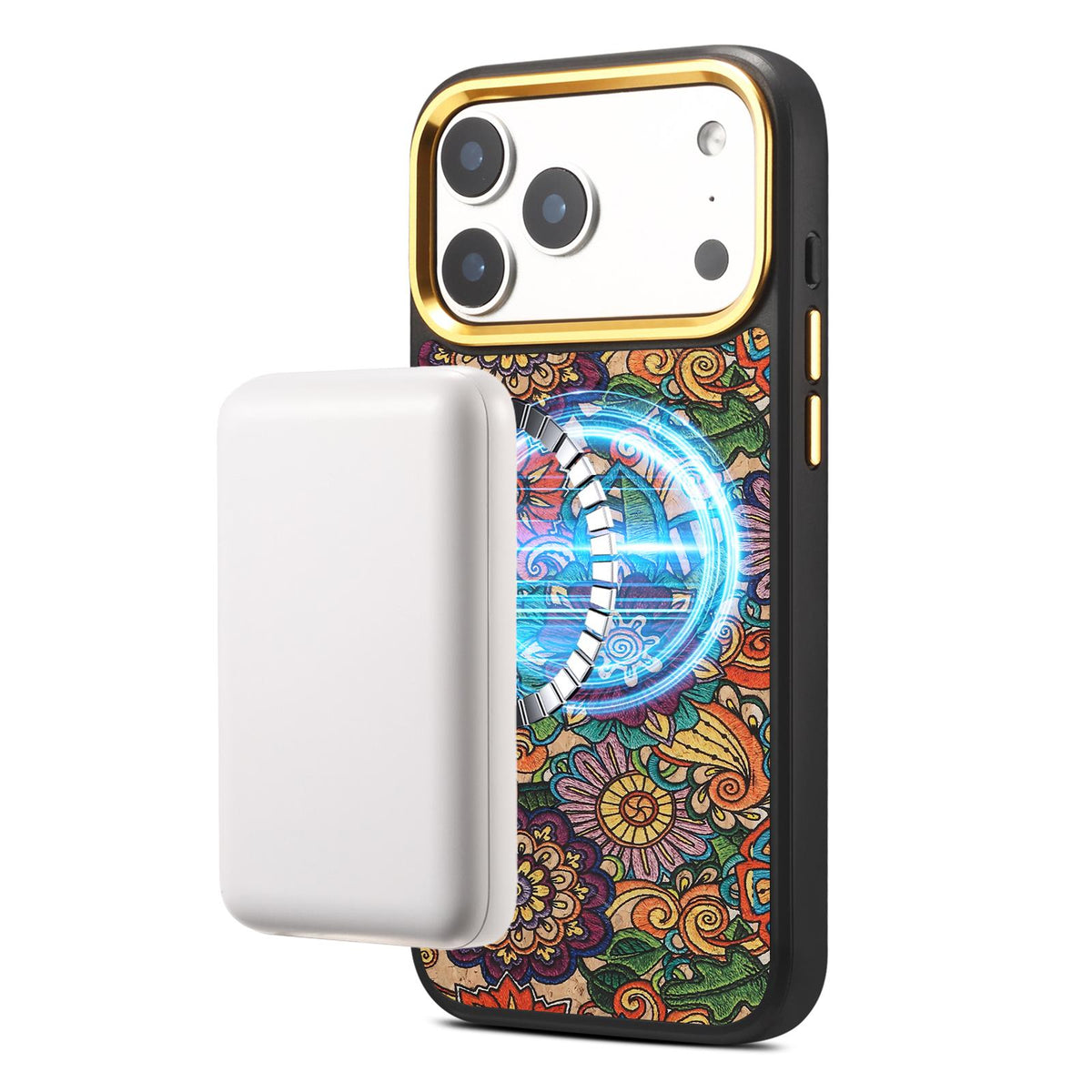 For iPhone 18 Pro / 17 Pro Denior A28+1 Ethnic Embroider Pattern Style Magnetic Phone Case - Purple - EDA009797302E